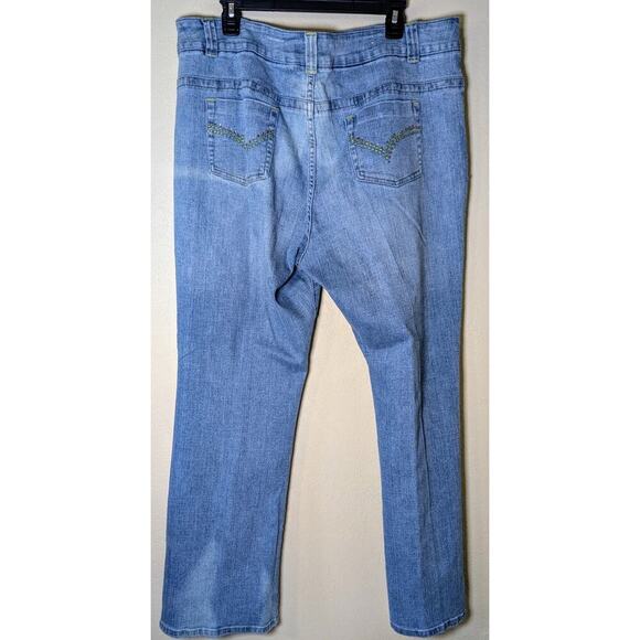 Demona Jeans Y2K Pink Blue Yellow Embroidered Flared Womens Plus Size 23/24 - Picture 2 of 15